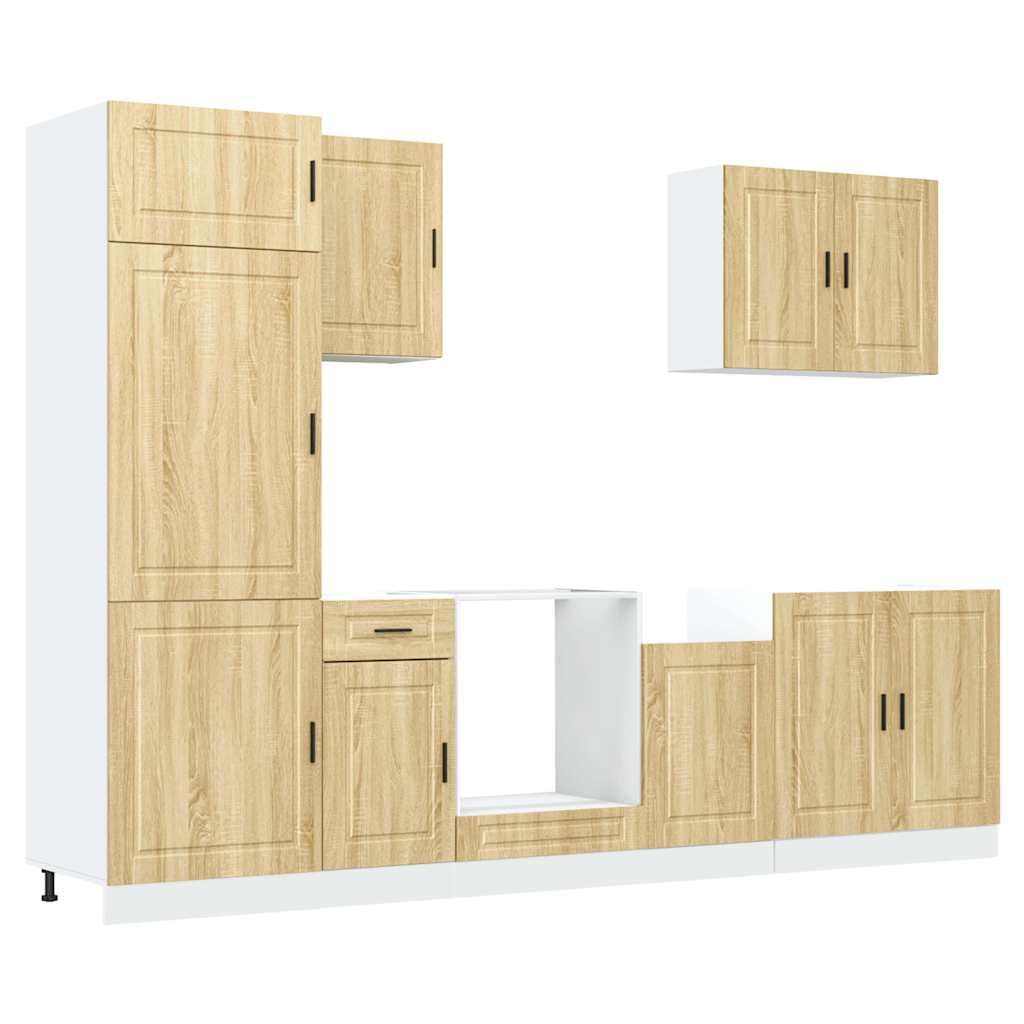 Küchenschrank-Set 7-teilig Porto, Einbauküche Sonoma-Eiche, Küchenzeile aus Holzwerkstoff, Küchenmöbel Set für Spüle, Ofen und Geschirrspüler, Modulare Miniküche