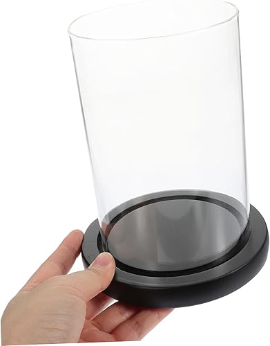 Miniatura 3 de Candelabro de cristal con base de madera transparente para chimenea, tubo de chimenea, soporte para velas, cilindro de vidrio, placa de vela