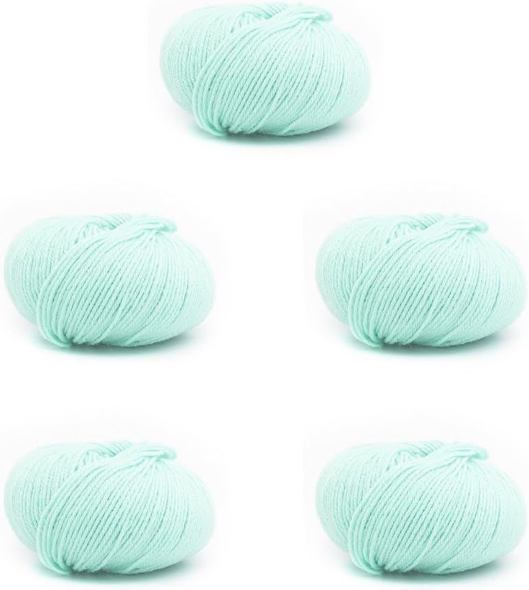 Premium Soft, Wool Blend DK-Weight Knitting and Crochet Baby Yarn Pack of 5 x 50g Balls - Cherub 026 Duck Egg