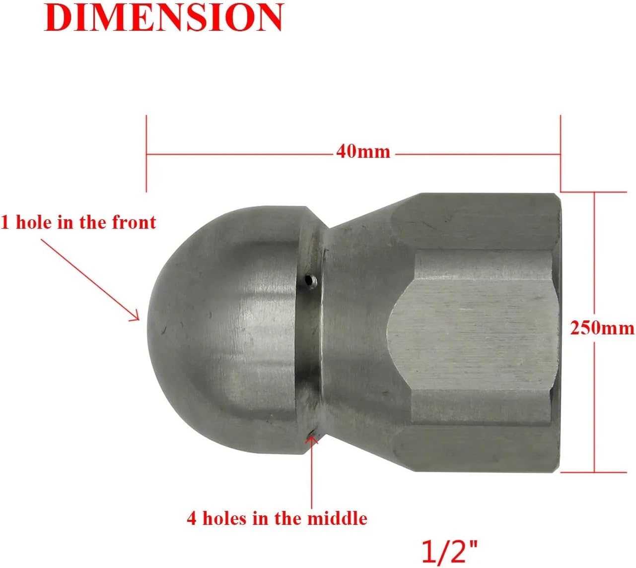 1/8' 1/4" 3/8" 1/2'' Pressure Sewer Cleaning Nozzle Sewer Drain Cleaning Pipe Jetter Rotary Nozzle joyful(1/2 inch)
