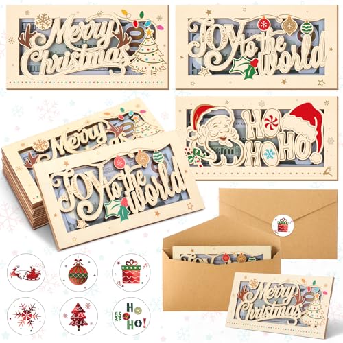 Capoda 12 Pcs Christmas Money Holder Christmas Gift Wooden Money