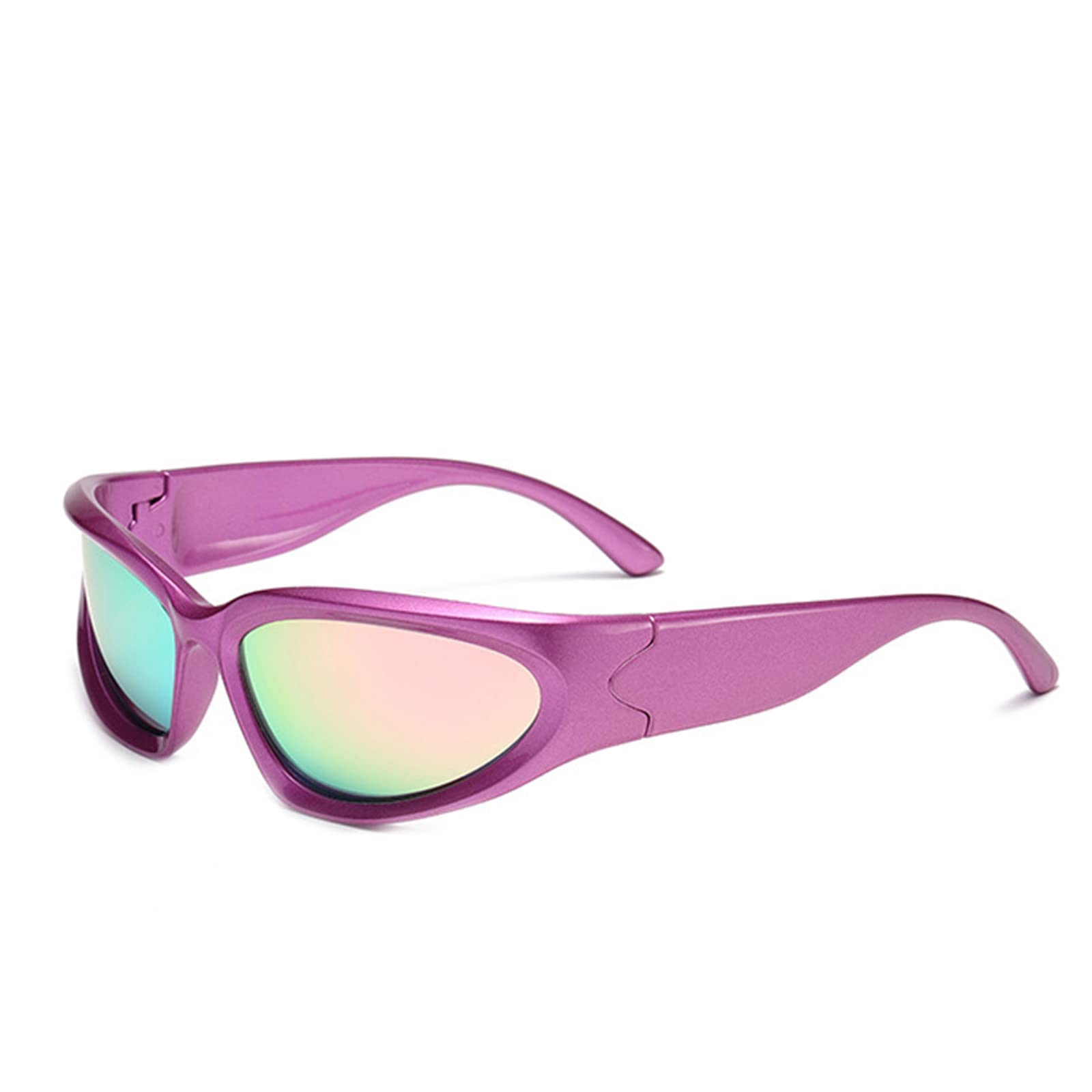 SHEEN KELLYPolarized Y2K Wrap Around Sunglasses Women Men Trendy Sports Eyeglasses Silver Mirrored Rider Glasses…