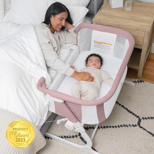 Image of Baby Delight Beside Me Dreamer Bassinet & Bedside Sleeper | Easy Access Zip-Down Panel | 8-Position Height Adjustment | 100% GOTS Certified Organic Cotton Fabric | Organic Rose