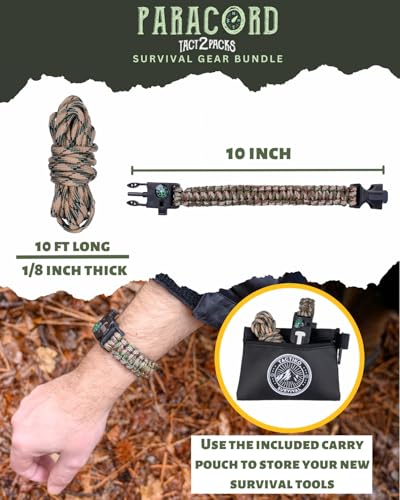 Tactiko Survival Bracelet & 10' Paracord Bundle – Fire Starter, Compass, Emergency Whistle, Mini Saw - Tactical Outdoor Survival Gear for Camping, Hiking, and Emergency Kits - U.S. Company - Image 4