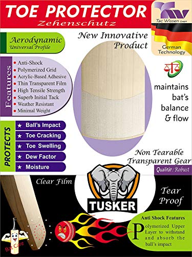 Tusker Cricket Bat Toe Protector, Self Adhesive Sheet, Transparent