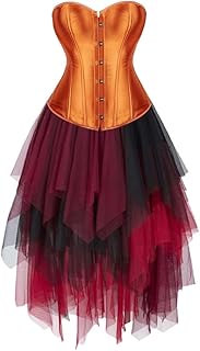 Corset Dress Skirt Tulle 2 Set Women's Lace up Steampunk Halloween