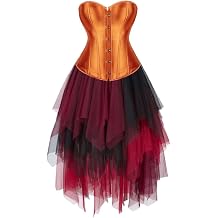 Women's Bustier Corset Dress Multi Layer Skirt Tulle Retro Vintage Costume Gothic Plus Size Halloween