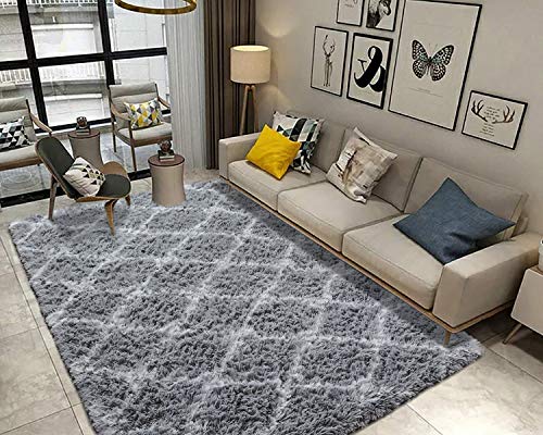 image for Wondo Luxury Velvet Shag Area Rug Modern Fluffy Fur Rugs,Premium Geome