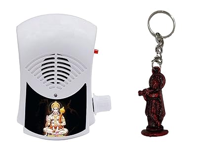 BISMAADH Plastic Mini Continues 2 In 1 Full Hanuman Chalisa & Gaytri Mantra Chanting Bell With Krishna Key Ring, Multicolor