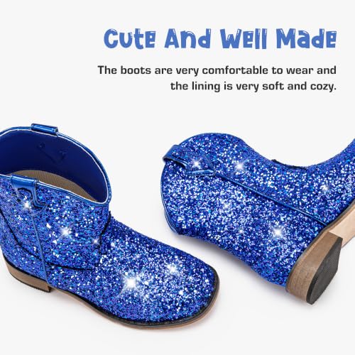 Image of Motasha Toddler Girls Cowgirl Boots Glitter Toddler Cowboy Boot Ankle Girls Boots Little Kids Horse Riding Shoes Party Birthday