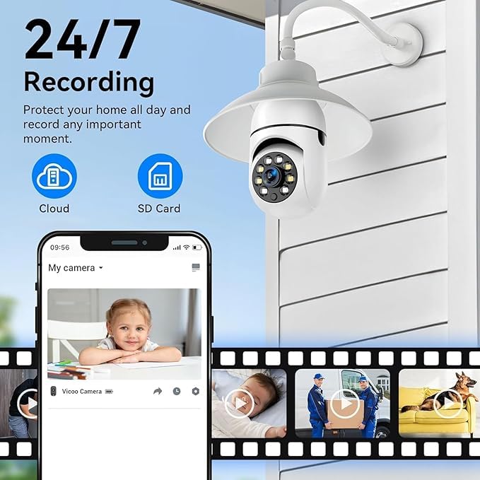 Image of JB Supar3MP WiFi Black Light Bulb CCTV Camera for Home Indoor | Full HD | 360 View | Night Vision | Motion Detection | Two Way Audio | Wireless Light Camera with Mobile App V380 Pro (Black Light)