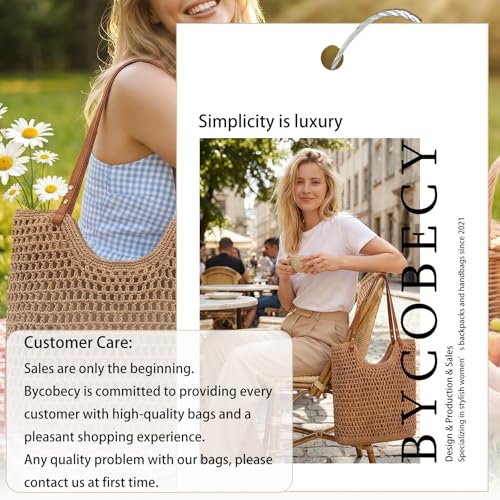 Image of Bycobecy Woven Tote Bag for Women, Summer Beach Bag Large Crochet Shoulder Purse Handbag Boho Knit Bag for Summer Travel