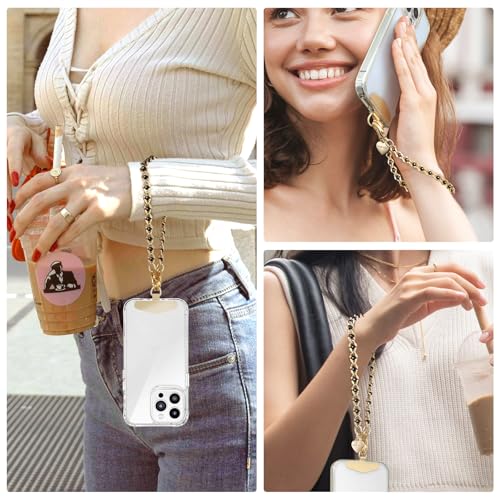 Moutakey Phone Charm Strap Metal Phone Chain Phone Lanyard Detachable Phone Wrist Strap Heart Phone Wristlet Chain Fits Iphone 16 With Metal Phone Tether Tab For Women Shopping Traveling Party Walkin thumb #5