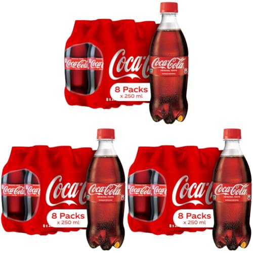 Image of Coca-Cola Original Taste Soft Drink Pet Bottle, 250 Ml (Pack 0F 8) (Pack of 3)