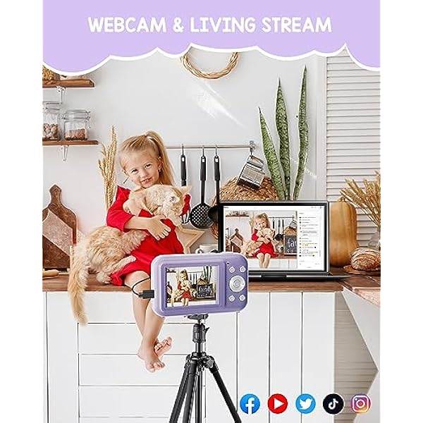 Fotocamera Digitale Compatte 1080P 44MP FHD Macchina Fotografica Digitale, Fotocamera Digitali con 2,5 Pollici LCD Schermo Zoom Digitale 16X,Ricaricabile Vlogging Fotocamera per Bambini, Adulti(Viola)