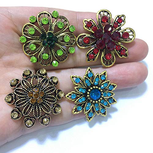 Ezing 12pcs Lot Antique Vintage Gold Plated Crystal Brooch for Wedding Bouquet (I)2