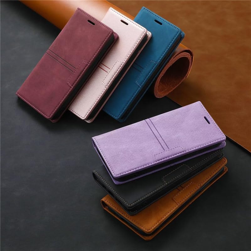 Étui Samsung Galaxy S25 Edge bordeaux en cuir rétro avec fente portefeuille - 5