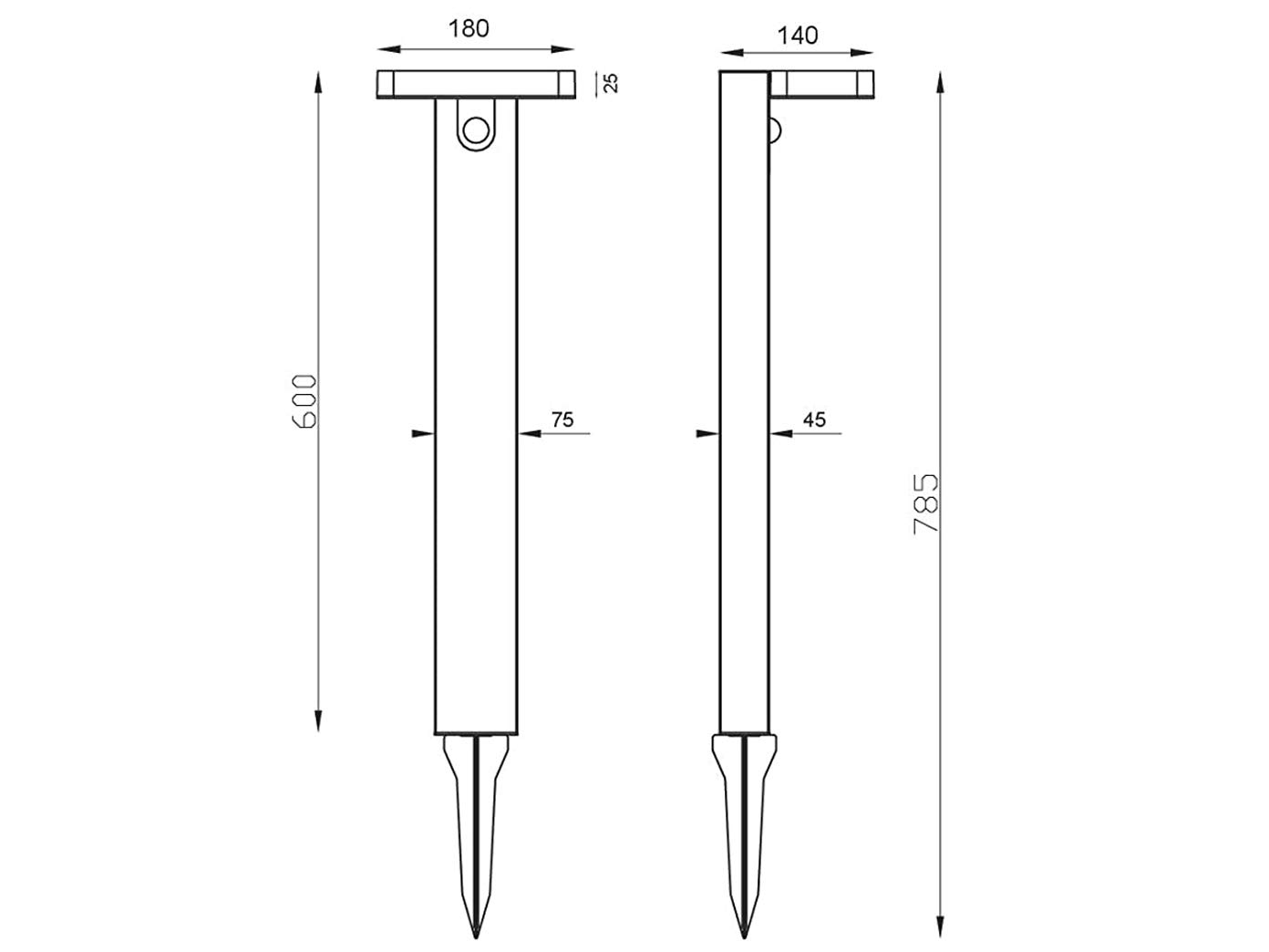 2er-Set LED Solar Wegeleuchten mit Bewegungsmelder Höhe 60cm