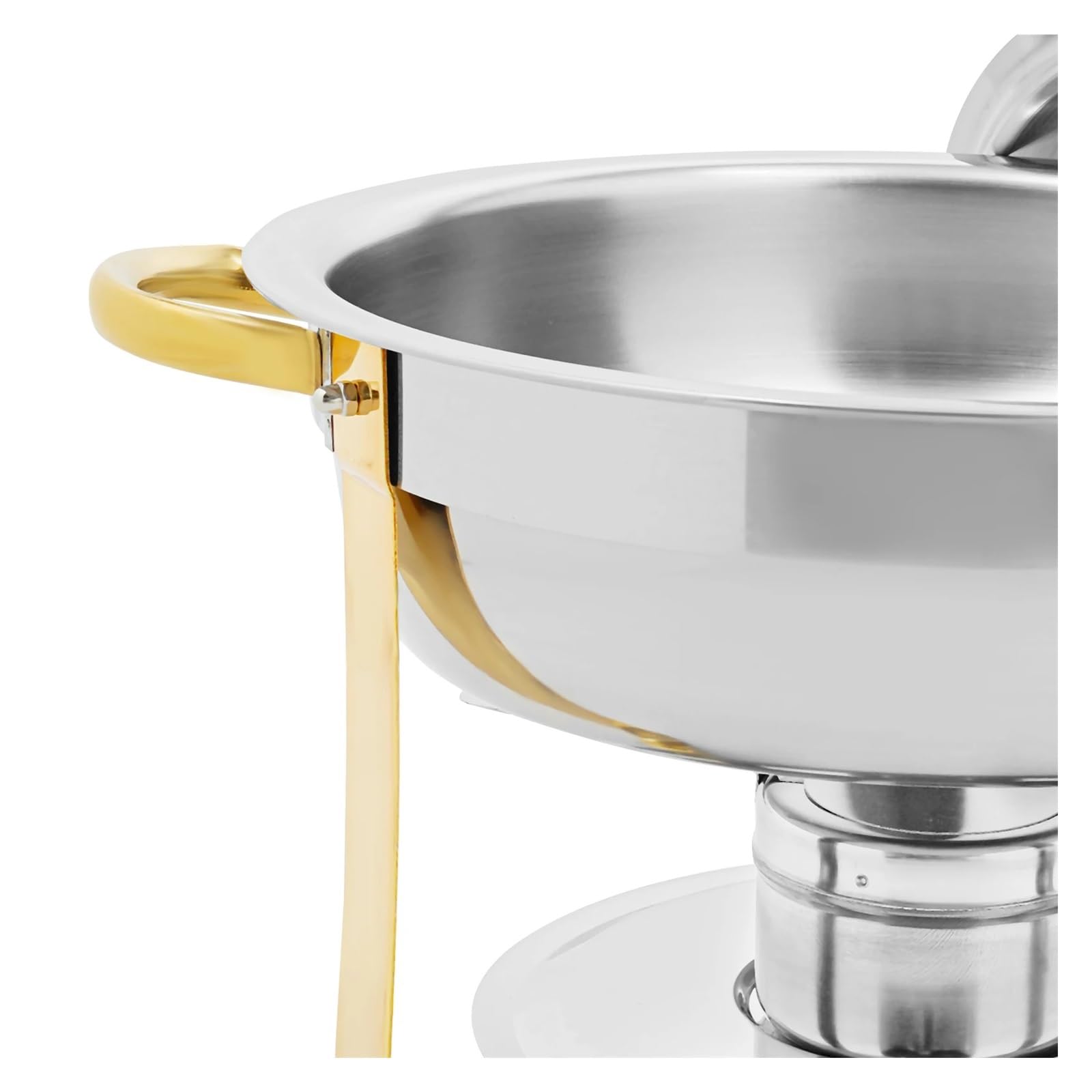 Juego De Buffet Plato Frotamiento 4,5 L, Calentador Alimentos Autoservicio Acero Inoxidable For Fiestas/Bodas Alimentado con Alcohol RetencióN del Calor De Larga DuracióN(Gold 4pcs)