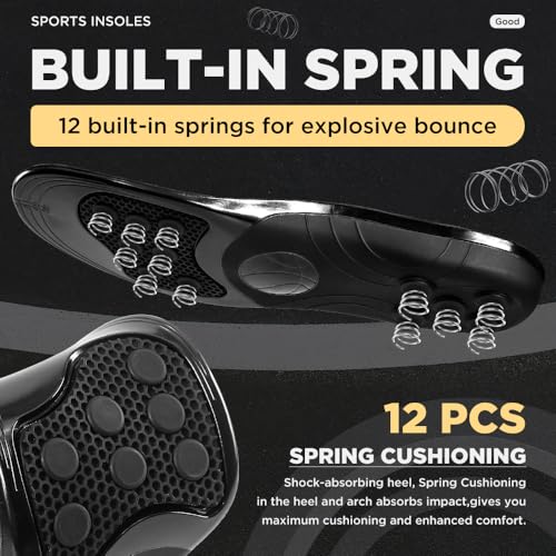 Image of XINIFOOT Silica Gel Sport Shoe Insoles for Men and Women, Spring Cushioning & Shock Absorption Inserts, Forefoot Massage Support, Plantar Fasciitis Relief, Athletic Comfort Insoles