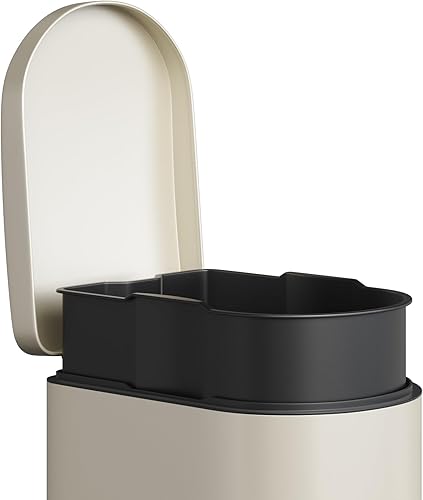 Miniatura 8 de Garvee Cubo de basura de metal de 2.6 galones  10 L con tapa, bote de basura delgado e impermeable para dormitorio, pequeño cubo de basura con cubo