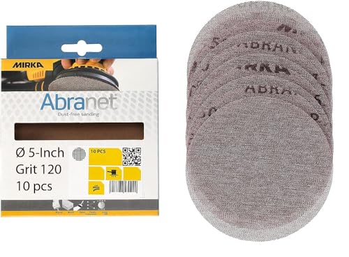 Mirka Abranet Net Disc 5 inch Grit 120 Sandpaper Hook and Loop 10 pcs