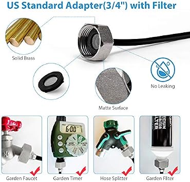 lifeegrn Misters for Outside Patio, 60 FT Misting Line+15 Mist Nozzles+3/4 Brass Adapter + Brass Misting Nozzle Kit 1Pack