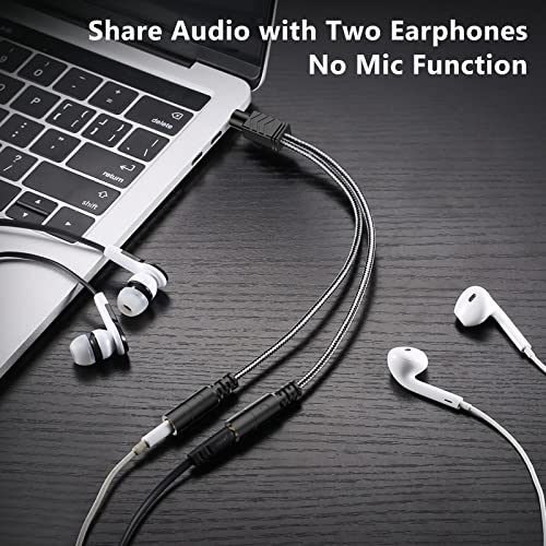 Millso Headphone Splitter, Male To 2 Female 3.5 Mm Splitter Trs Stereo 3.5Mm Audio Splitter Jack Headphones Adapter For Dual Headphones/Speakers To Smartphone, Mp3, Laptop, Tablet, Pc - 8Inch Black #TOP2