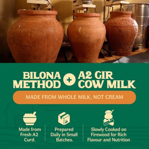 Image of Vediko Origins A2 Gir Cow Ghee | Traditional Bilona Method | Curd-Churned & Firewood-Cooked | Grass-Fed Desi Gir Cows | Danedar, Ayurvedic, Lactose-Free Ghee (500ml)