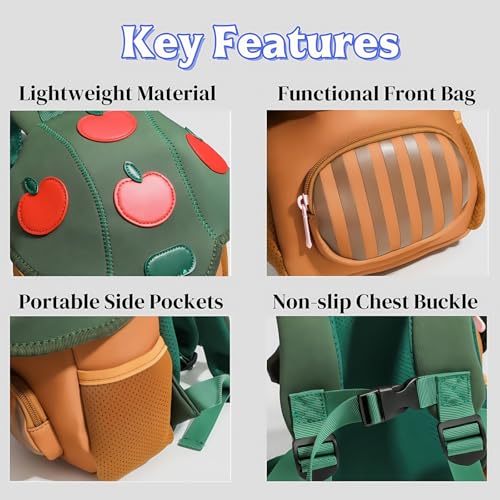 Image of Kawaii Kids Backpack for Preschool 3,4,5,6 Year Old Girl and Boy Gifts Kindergarten Elementary Cute Mushroom Toddler Bag(Green)