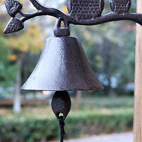 Sonnette rustique sans fil électrique carillon fonte hibou
