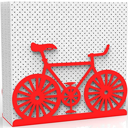 Decorelax Serviettenhalter aus Metall für Zuhause, Küche, Restaurant, Picknick - Fahrrad-Design, Tisch-Papier-Organizer, aufrechter Taschentuchspender (Rot) Cover