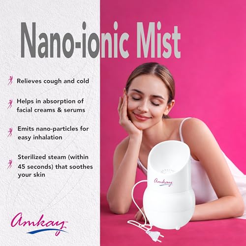 Image of Amkay Steam Vaporizer Pro | Facial Steamer, Steam Inhaler & Vaporizer for Cold, Cough, Congestion Relief & Skincare | Portable & Easy to Use