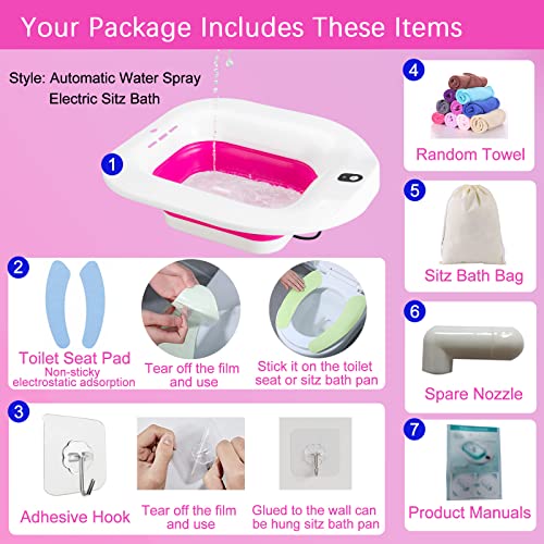 Irwpitw Sitz Bath, Electric Sitz Bath For Toilet Seat, Sitz Bath For Hemorrhoids, Postpartum Care Tub, Yoni Steam Seat Bowl For Women, Sits Bath Salts Soak Pan, Vagina Wash Basin, Collapsible, Red #TOP2