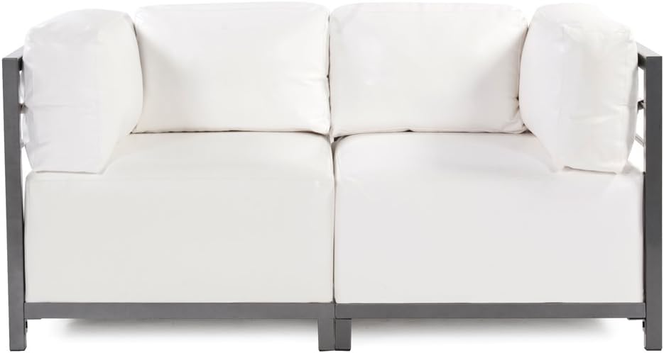 Howard Elliott Collection Replacement Slipcover Exclusively Made for Howard Elliott Axis Ottoman, 100% Polyester Fabric (Axis Ottoman Not Included), Atlantis White