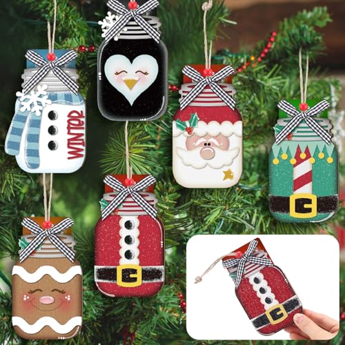 Dispowreath 6 Pcs Christmas Card Holder Gift Wooden Nutcracker Snowman