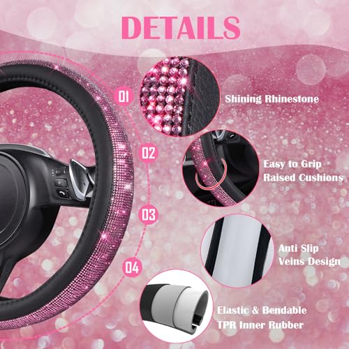 image for CAR PASS 11 PCS Bling Diamond Car Accessories Set for Women, Sparkly R