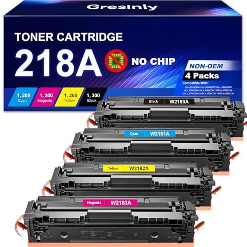 218A 218X Toner Cartridges 4 Pack 3201dw No Chip High-Yield Replacement for HP 218A Toner Cartridges 218X W2180A for Color Laserjet Pro MFP 3301fdw 3301cdw 3201dw 3301sdw| HP 218A 218X 218