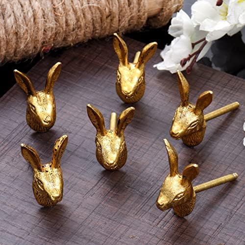 18 Pack Knobs-Rabbit Knobs-Bunny Dresser Knobs-Animal Knobs-Nursery Drawer Knobs-Drawer Pulls Nursery-Wildlife Cabinet Knobs-Kids Dresser Knobs-Cute Rabbit Brass Knobs-Bunny Knobs-Gold Knobs