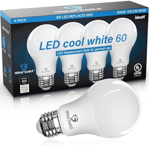 Great Eagle A19 LED Light Bulbs 60 Watt Equivalent...