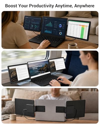 Image of Laptop Screen Extender, 13.3 inch FHD Portable Second Monitor for Laptop | 360 Rotation, Adjustable Stand, 1.38lbs Ultra-Slim Lightweight,Plug & Play, Mini HDMI /USB Type-C, Windows /Mac /Android