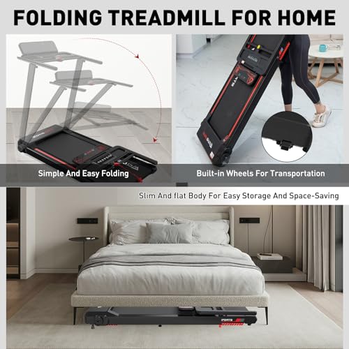 Image of the CITYSPORTS Treadmill, a home-friendly fitness solution featuring easy folding, built-in wheels for transportation, and a slim, flat body for space-saving storage.