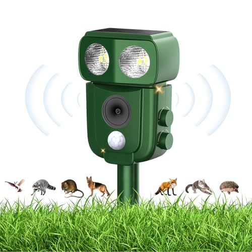 ‎Elnicec 害獣対策器 超音波 【2026アップグレード版】 害獣撃退 猫よけ 鳥よけ 犬よけ ネズミ除け 3000mAh大容量 超長待機 USB充電＆ソーラー充電 IP68防水 感度調節可 5つ撃退モード 10m感知範囲 赤外線センサー LED強力フラッシュライト 畑/庭保護 糞被害対策 鳥害対策（グリーン）