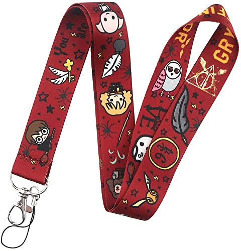 Cordón para el Cuello, Cordón de llavero de ventilador de Harry Potter con tema de escuela mágico para llavero con tarjeta de identificación, tarjeta de estudiante, móvil (Rojo) Cover