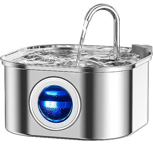 Beauenty Cat Water Fountain Stainless Steel Pet Fountain with Quiet Pump 3.2L/108oz Large Capacity Pet Water Dispenser Suitable for Indoor Use (A)