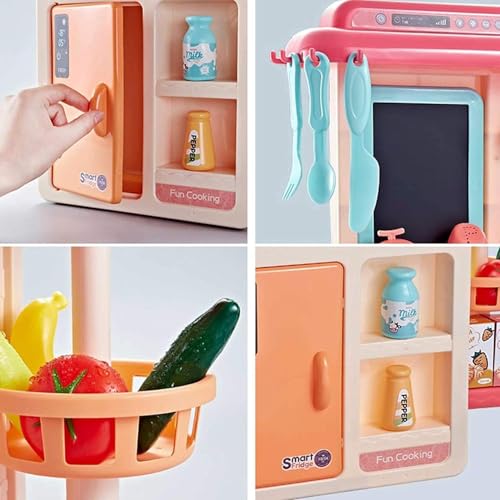 Image of Kids Kitchen Set with Pretend Play Accessories, Water Spray Cooking Effect, Toy Oven, Sink, Storage Shelves & Kitchen Utensils, Role Play Cooking Toy for Boys & Girls (42 Pcs)