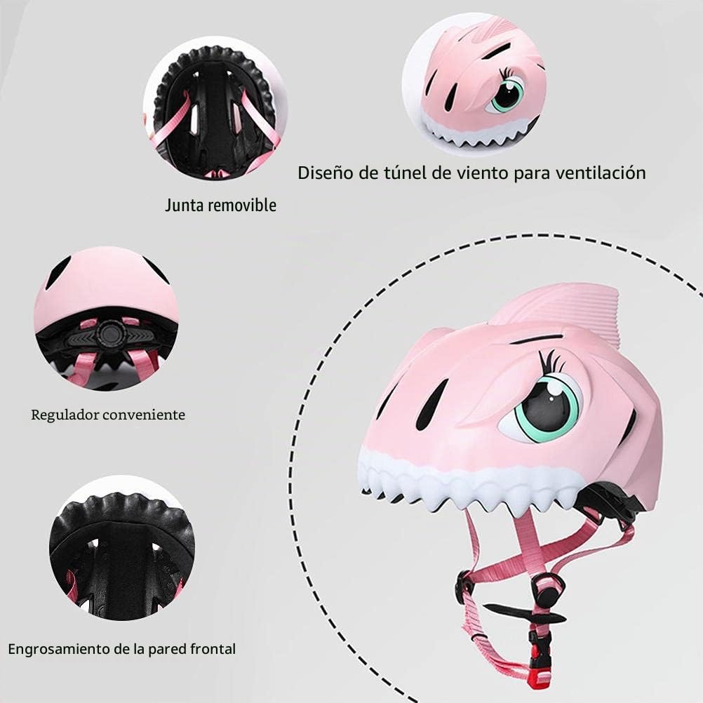 Casco de Ciclismo para Niños, Lindo Casco de Tiburón, Casco de Bicicleta para Niños de 3, 4, 5, 6, 7 y 8 Años, Casco de Patineta, Casco de Scooter