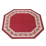 Collections Etc Floral Border Octagon Accent Rug with Skid-Resistant Backing to Protect Floors in High Traffic Areas 54' X 54', Burgundy, 54' X 54'