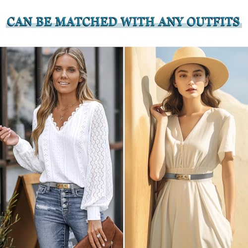 Image of Women's Leather Belt with Buckle - Ideal for Dresses, Jeans, and Coats