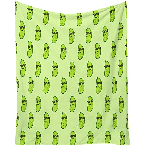 Pickle Blanket for Girls - 40x50 Inches Flannel Throw - Soft Fuzzy Plush Throws Gift - Green Funny Blankets for Couch Sofa